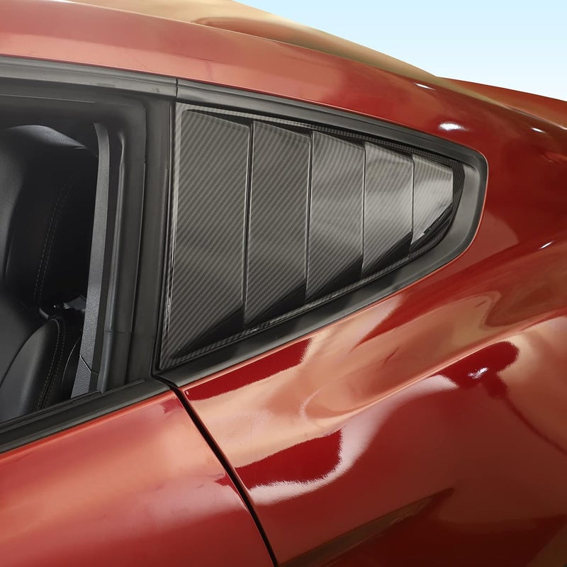 RT-TCZ Carbon Fiber Rear Quarter Side Window Scoop Louvers Sun Shade Cover Wind Vent Air Deflector Decoration Exterior Accessories for Ford Mustang 2015-2022,2PCS - Image 3